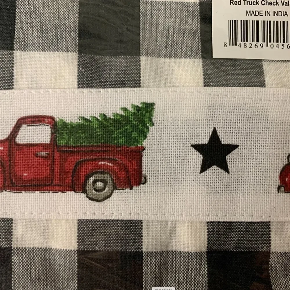 NEW! Buffalo Check Red Truck Window Valance